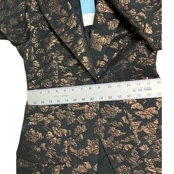 Tanya Taylor Blazer 2 Bronze Black Floral Jared Brocade Metallic Artsy Party - Picture 14 of 16